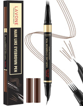 LAVONE Eyebrow Pen with 4-tip microblading strokes for natural, hair-like brows.