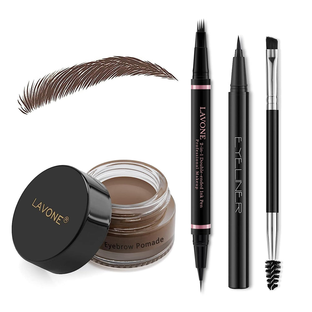 LAVONE lapiz ceja 2 en 1 microblading para trazos naturales.