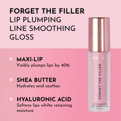 Lawless Forget The Filler Lip Plumper Line Gloss Lavender Sorbet swatch on lips with glassy shine.