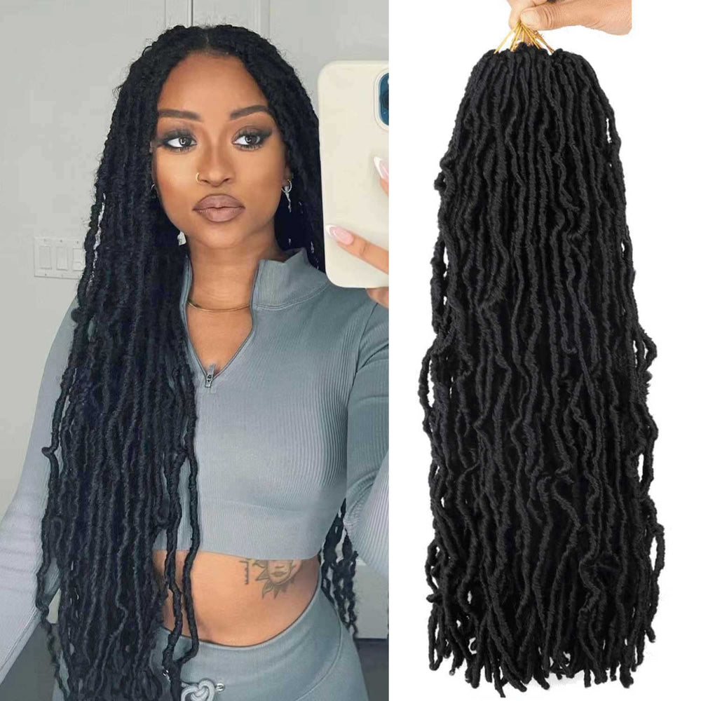 Layashow soft locs 24in pre-looped closeup, lightweight and easy to install.