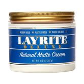 Layrite Natural Matte Cream packaging shown for easy daily styling and maintenance.