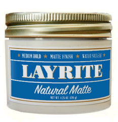 Layrite Natural Matte Cream bottle front view showing sleek packaging and matte finish.