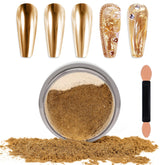 Laza Chrome Nail Powder Gold jar-front showcases premium pigment for radiant mirror finish.