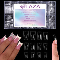 Laza duck nail tips box showing organized 12-grid storage for easy size selection