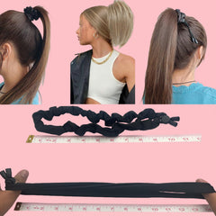 Lazo satinado ajustable para cola de cabello, mantiene el peinado estable.