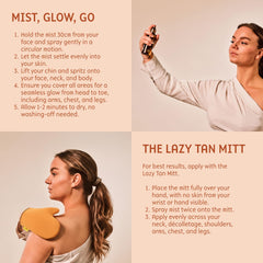 Lazy Tan Face Tan Mist bottle with cucumber scent adds fresh feel.