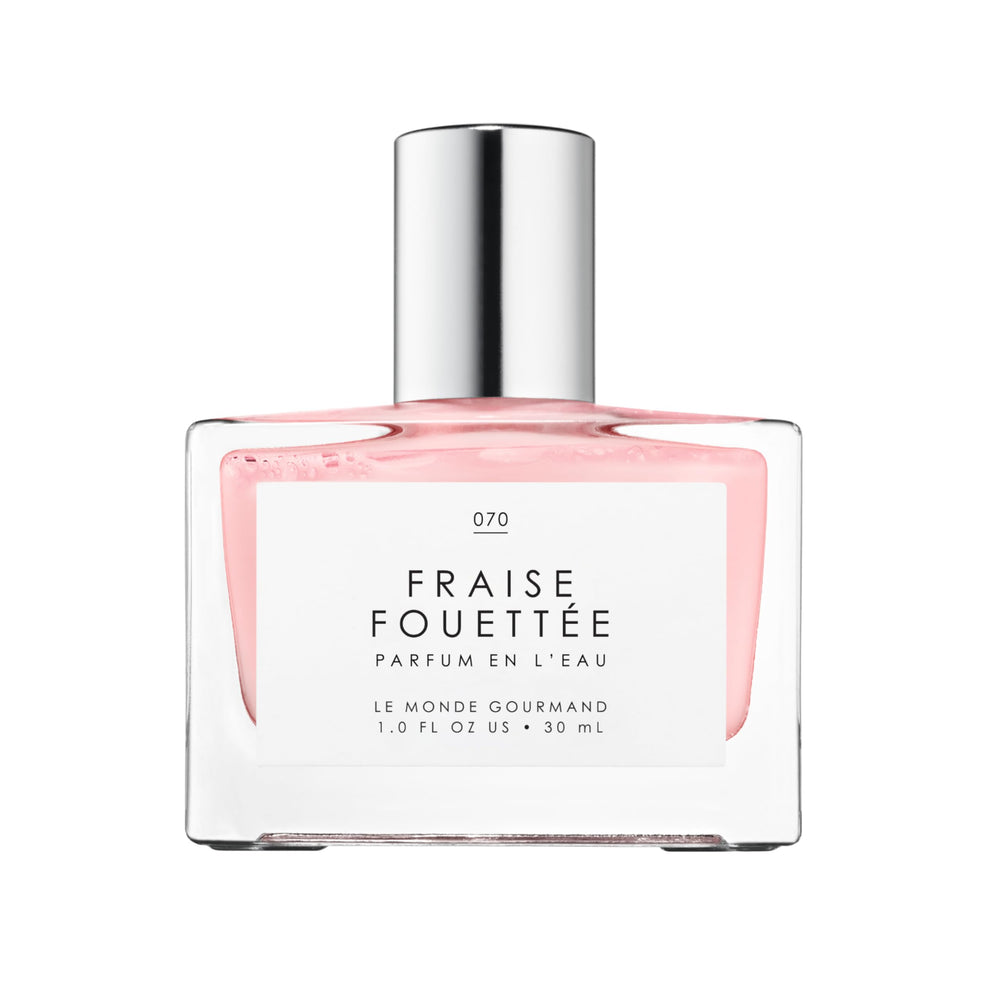 Le Monde Gourmand Fraise Fouettée spray bottle for daily indulgent fragrance.