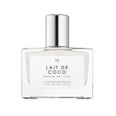 Le Monde Gourmand Lait de Coco spray bottle on a neutral surface showing tropical aroma.