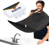 Leaflai beard bib apron model shot showcasing tidy grooming with minimal mess.