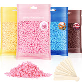 Leaflai hard wax beads 400g kit with sticks, ideal for at-home full-body waxing sessions.