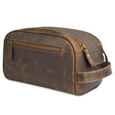 Leather Village Dopp kit in brown shows premium leather for travel-ready style