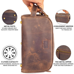 Leather Village Dopp kit interior waterproof lining protects essentials