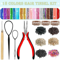 LEDIZE Hair Tinsel Kit crochet tool included for easy application.