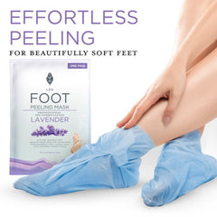 Lee Beauty Foot Mask lavender-scent application highlights calming aroma.