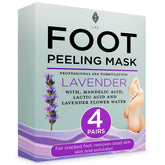 Lee Beauty Foot Peel Mask 4-pack packaging for easy at-home foot care.