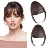Leelebamo clip-in bangs dark brown wispy for natural daily wear.