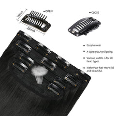 LEEONS two-clip weft provides balanced density at crown for effortless styling