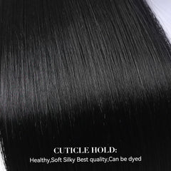 LEEONS black straight clip-in weft with 3 clips for natural fullness