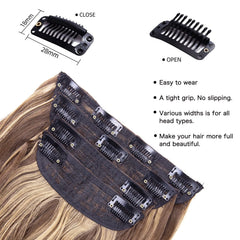 LEEONS clip-in extensions with strong clips for secure wear