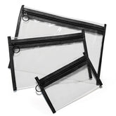 Leevanoo clear makeup bags 3-pack front view, easy travel organization.