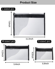 Leevanoo clear makeup bag 3-pack interior view, see items at a glance.