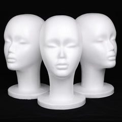 Leeven 3-pack foam wig head front view for versatile wig displays.