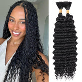 LeEven deep wave braiding hair in 1B color for easy boho styling