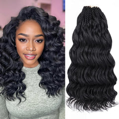 Leeven ocean wave crochet braids close-up with textured fibers.