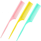 Leinuosen pink rat tail comb front view for precise parting and volume