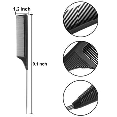 Leinuosen carbon fiber look teasing comb for precise sectioning and styling.