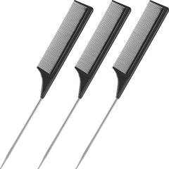 Leinuosen three-pack rat tail combs in black for versatile styling and parting.