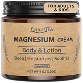 LemeTree Magnesium Cream bottle signals a calming nighttime routine.