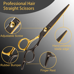 Lengnoyp black gold textured thinning scissor for blending and shaping