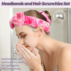 LEOBRO makeup headband hot pink absorbs moisture while washing the face.