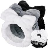 LEOBRO spa headband black bow soft and absorbent for skincare
