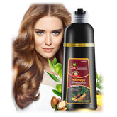 Leorx hair dye shampoo bottle shows brown color for easy at-home color