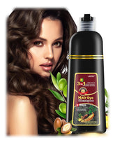Leorx Instant Hair Dye Shampoo bottle in dark brown for easy at-home coloring.