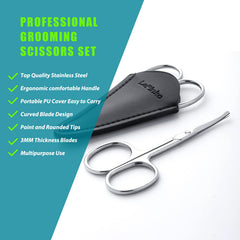LePinko curved safety-tip clippers ideal for precise eyebrow shaping