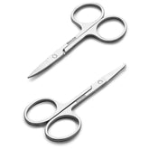 LePinko curved safety-tip facial scissors for precise trimming on curves.