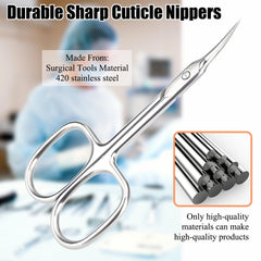 LePinko Cuticle Scissors curved blades enable precise trimming from angles