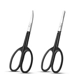 LePinko facial hair scissors with curved tip for precision trimming in hard-to-reach areas.