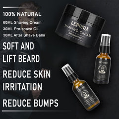 LEPONIX sandalwood pre shave oil bottle softens hair before shave