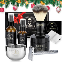 LEPONIX shaving kit brush and bowl ready to build rich lather