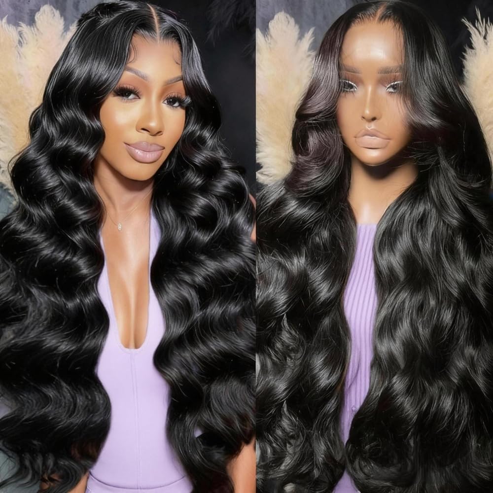 Leseater 13x6 lace front wig natural black body wave for everyday wear