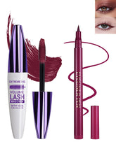 Lestpola Burgundy waterproof mascara brush close-up showing voluminous, smudge-resistant lashes