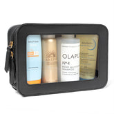 LETGO Clear Makeup Bag front view with sleek PU exterior and TSA-friendly design.