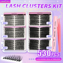 Leurforu 3D full lash clusters demonstrate dramatic volume without heavy feel.