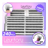 Leurforu self-adhesive eyelash kit 240pcs closeup for effortless daily lash style.