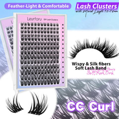 Leurforu wispy lash clusters cat-eye look for added drama.
