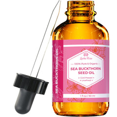 Aceite Leven Rose Sea Buckthorn en frasco ámbar para hidratación facial diaria